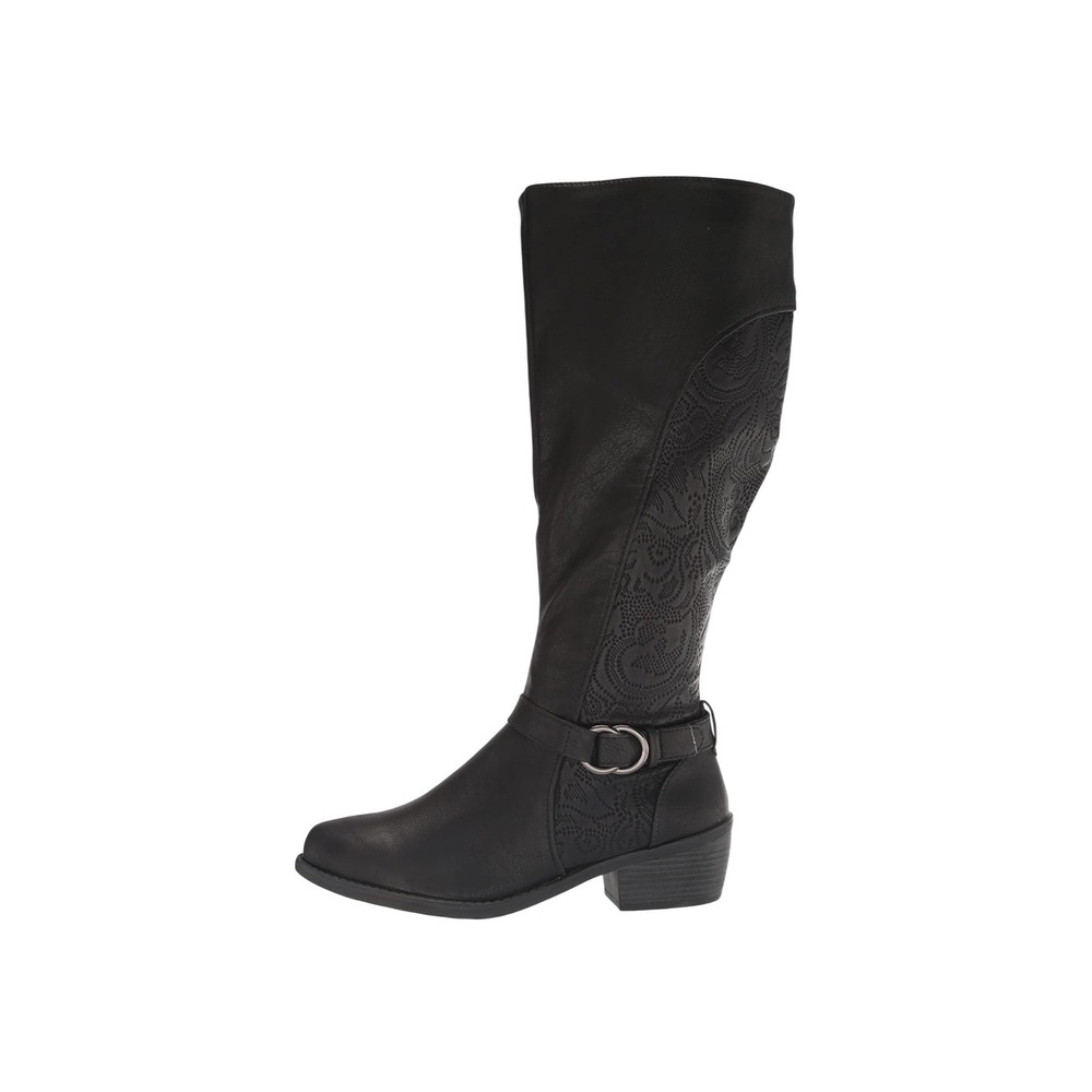 Easy Street Women Luella Plus Knee High Black Embossed Boot Sz 6.5 WIDE CALF NWT - Picture 2 of 8
